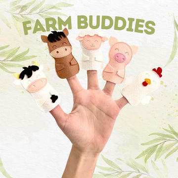 FARM BUDDIES FP2 Set of 5 Felt Finger Puppets