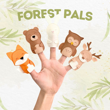 FOREST PALS FP3 Set of 5 Felt Finger Puppets | Handmade Felt Sensory Interactive Toys for Toddlers