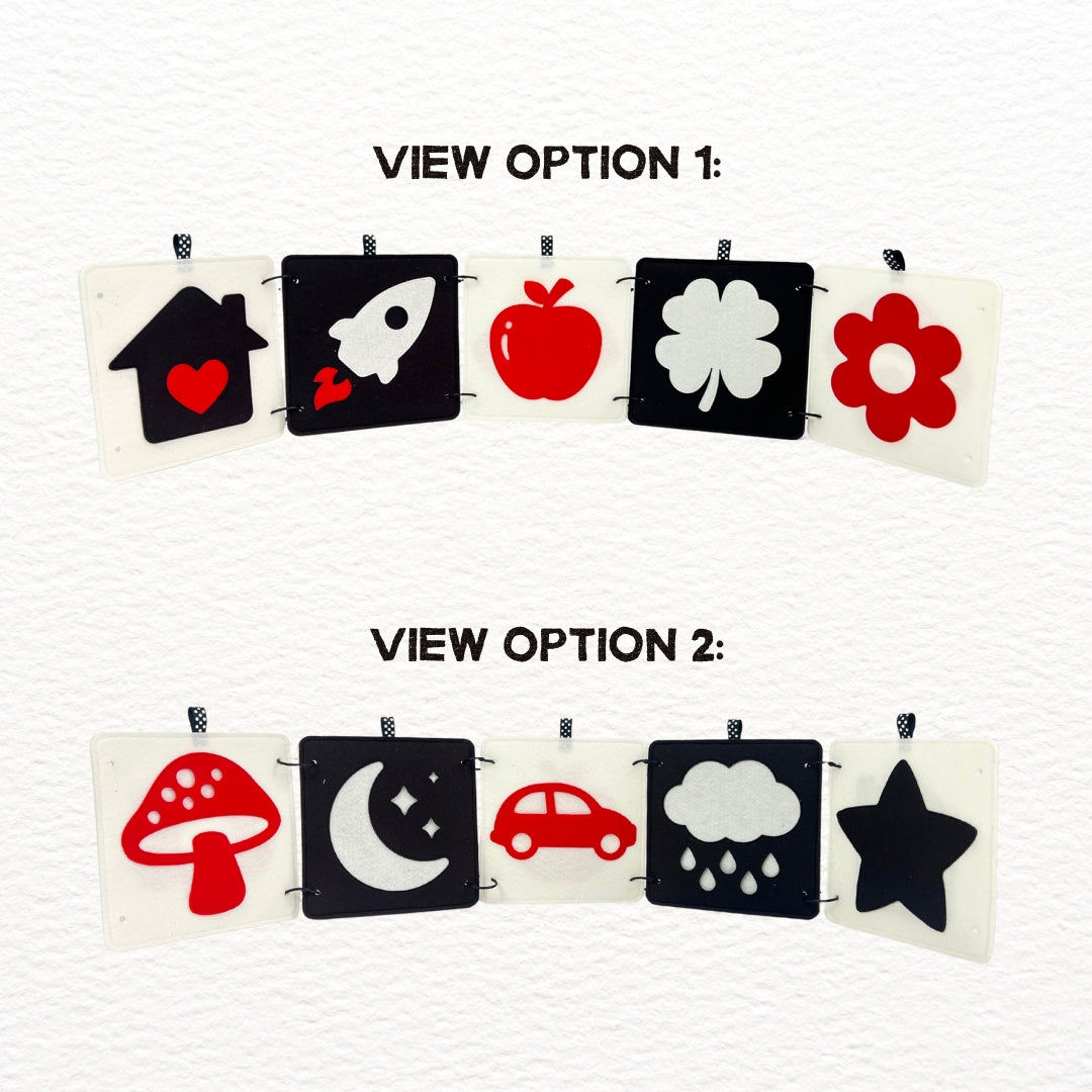 High Contrast Baby Object Cards DT2 | 5 Double-Sided Cards for Infant Visual Stimulation - TinyBusy