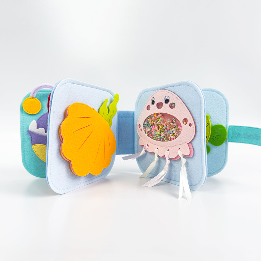 OCEAN FRIENDS MNB4 Handmade Felt Sensory Interactive Mini Quiet Books Educational Toys Educational Toys for Toddlers