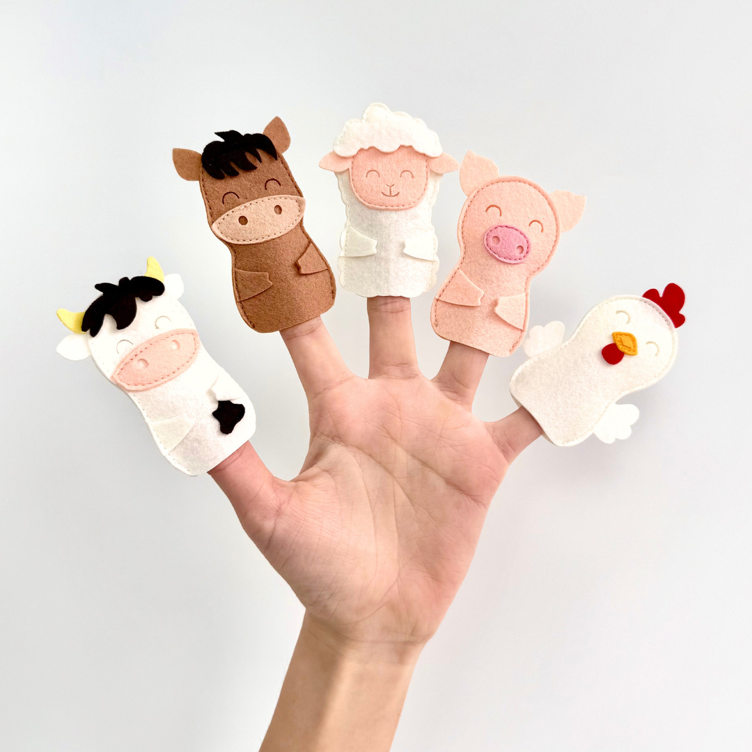 [Bundle] Set of 15 Felt Finger Puppets FOREST PALS & FARM BUDDIES & JUNGLE FRIENDS Interactive Toys for Toddlers - TinyBusy