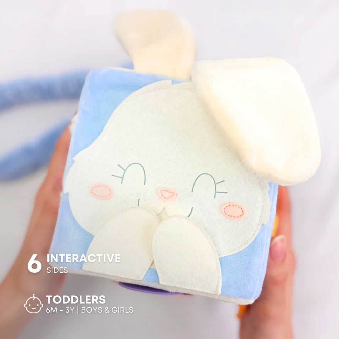 HAPPY BUNNY CB1 Handmade Activity Busy Cube Interactive Educational Toys for Toddlers - TinyBusy