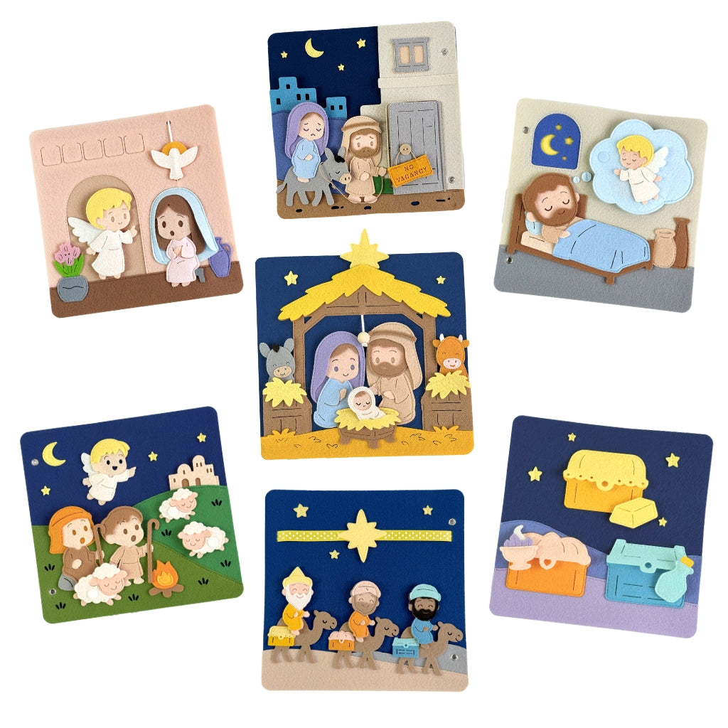 Bible Bundle: Old Testament Stories & Christmas Bible Stories Interactive Felt Quiet Books Christian Toys for Kids