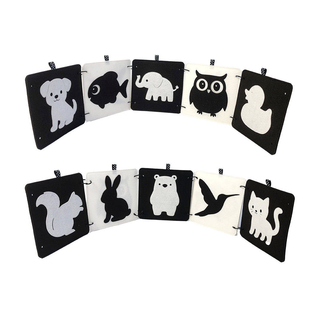 High Contrast Baby Animal Cards DT1 | 5 Double-Sided Cards for Infant Visual Stimulation - TinyBusy