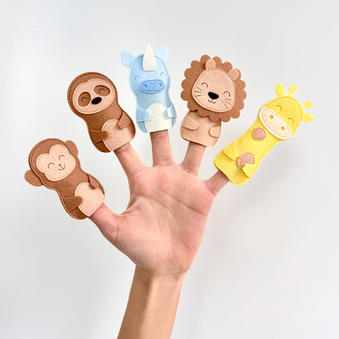 [Bundle] Set of 15 Felt Finger Puppets FOREST PALS & FARM BUDDIES & JUNGLE FRIENDS Interactive Toys for Toddlers - TinyBusy