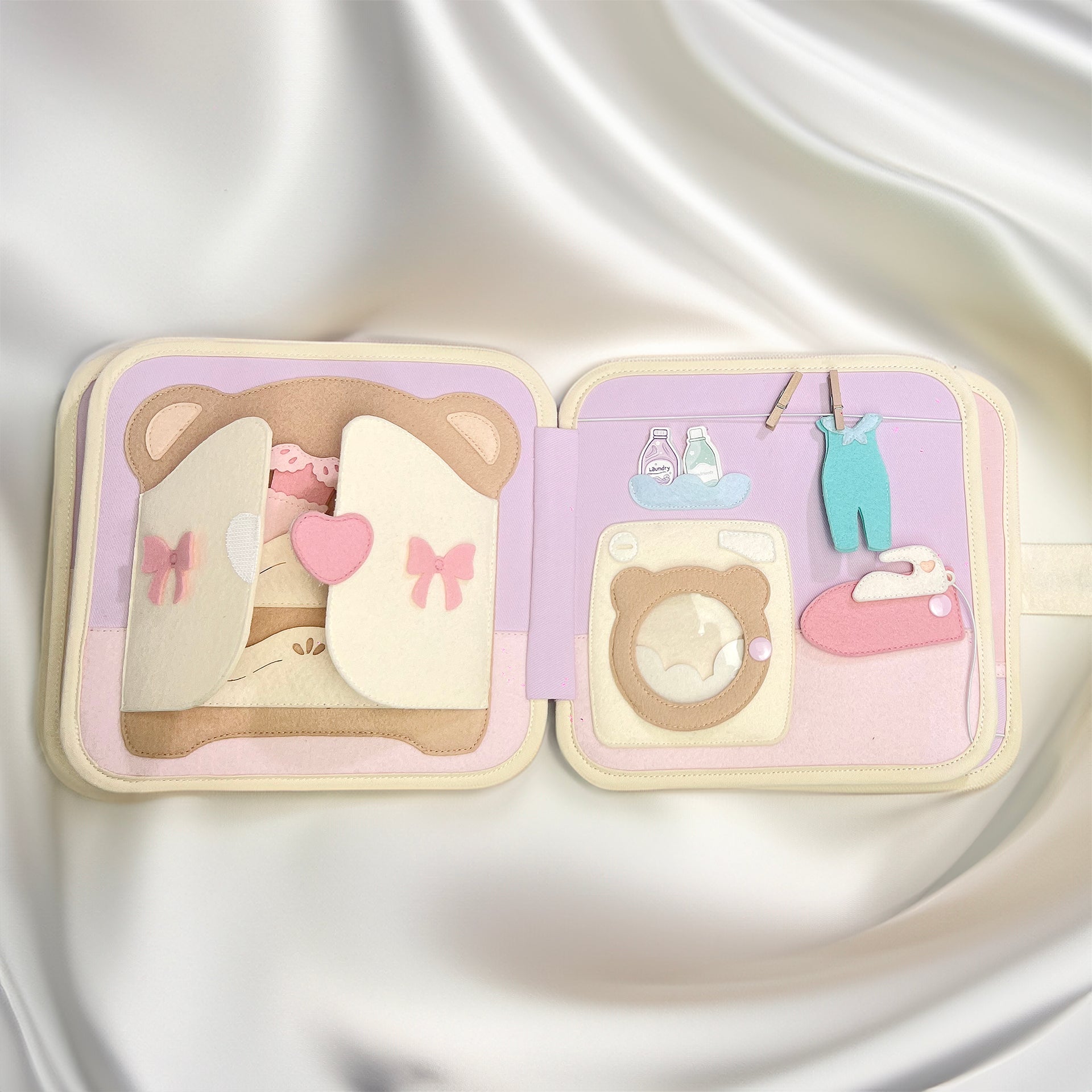 DOLL HOUSE (BEAR THEME) BQB2 | Handmade Activity Felt Quiet Books Interactive Toys for Preschoolers