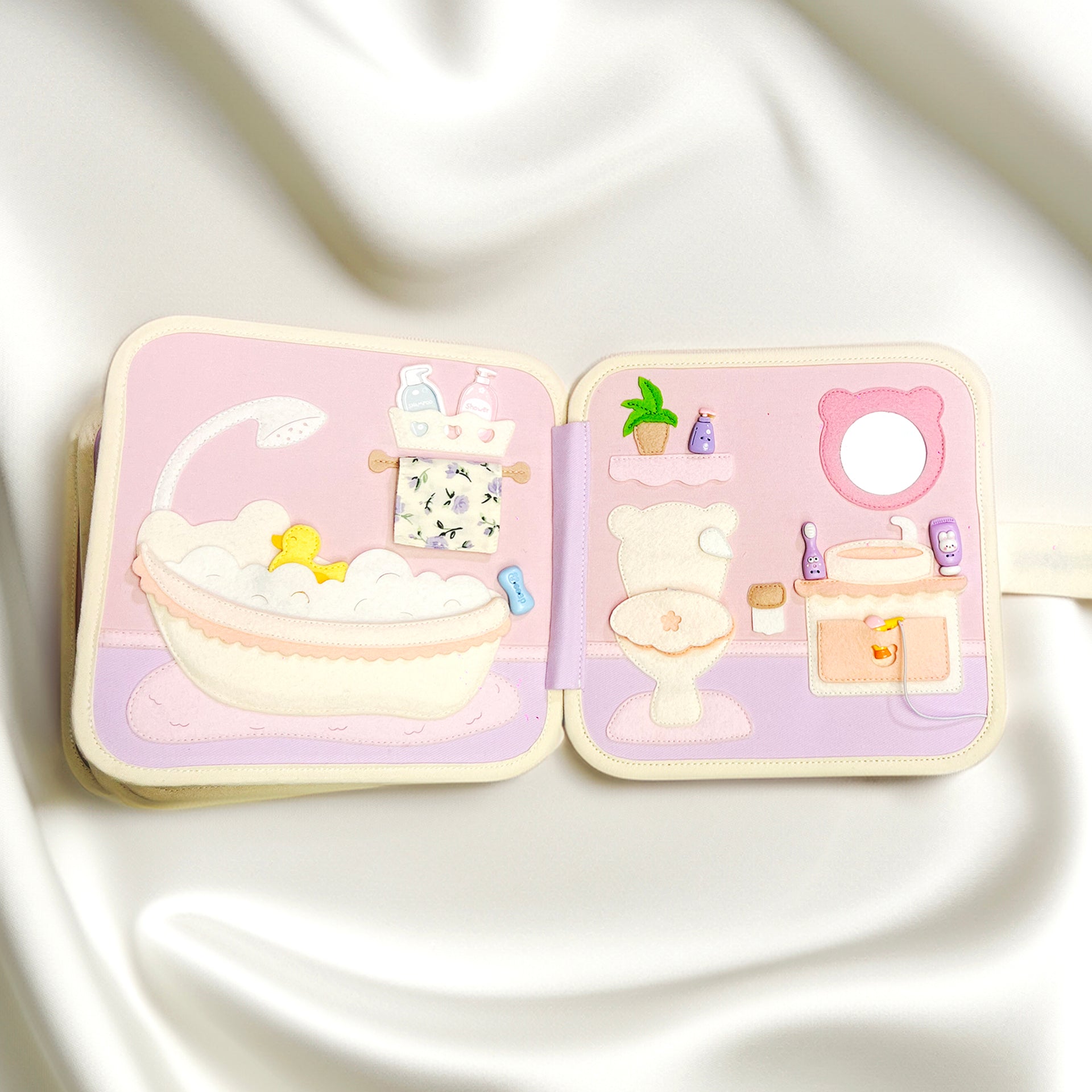DOLL HOUSE (BEAR THEME) BQB2 | Handmade Activity Felt Quiet Books Interactive Toys for Preschoolers