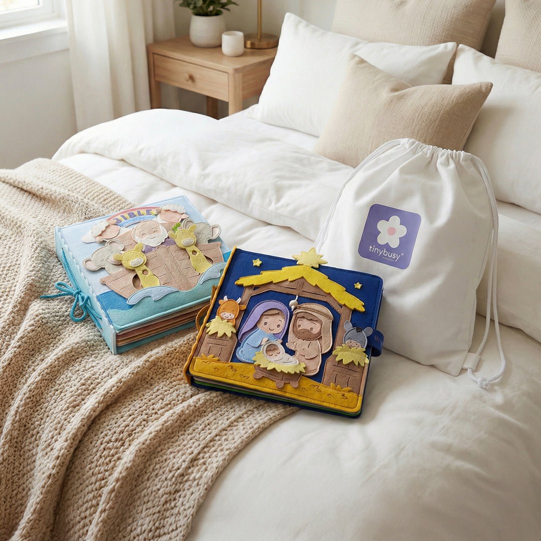 Bible Bundle: Old Testament Stories & Christmas Bible Stories Quiet Books - TinyBusy