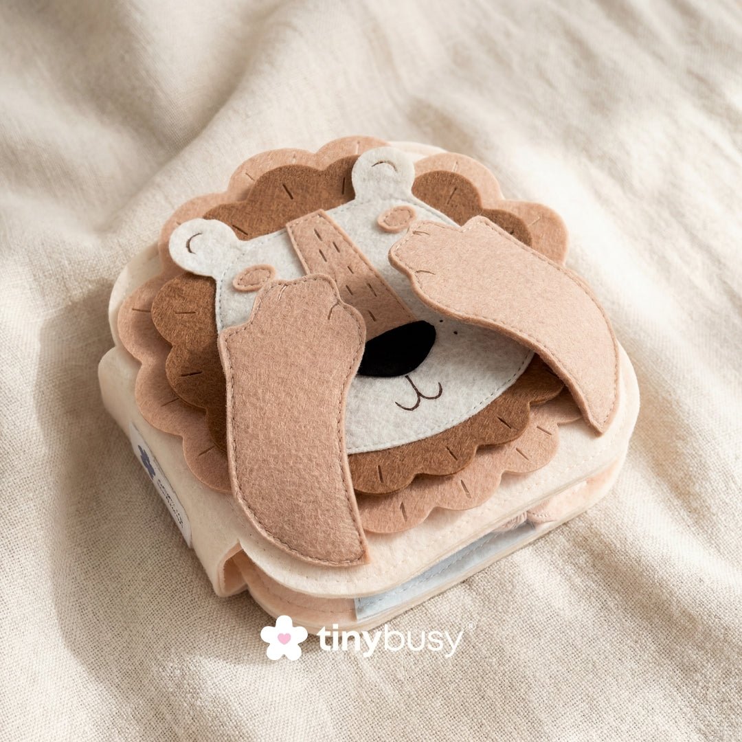 BROWN LION MNB2 Handmade Felt Interactive Quiet Books - TinyBusy