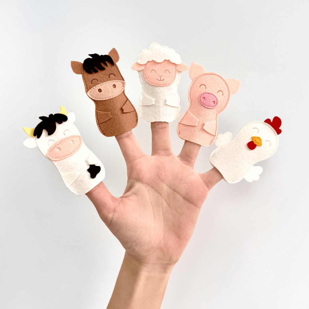 [Bundle] Set of 15 Felt Finger Puppets FOREST PALS & FARM BUDDIES & JUNGLE FRIENDS Interactive Toys for Toddlers - TinyBusy