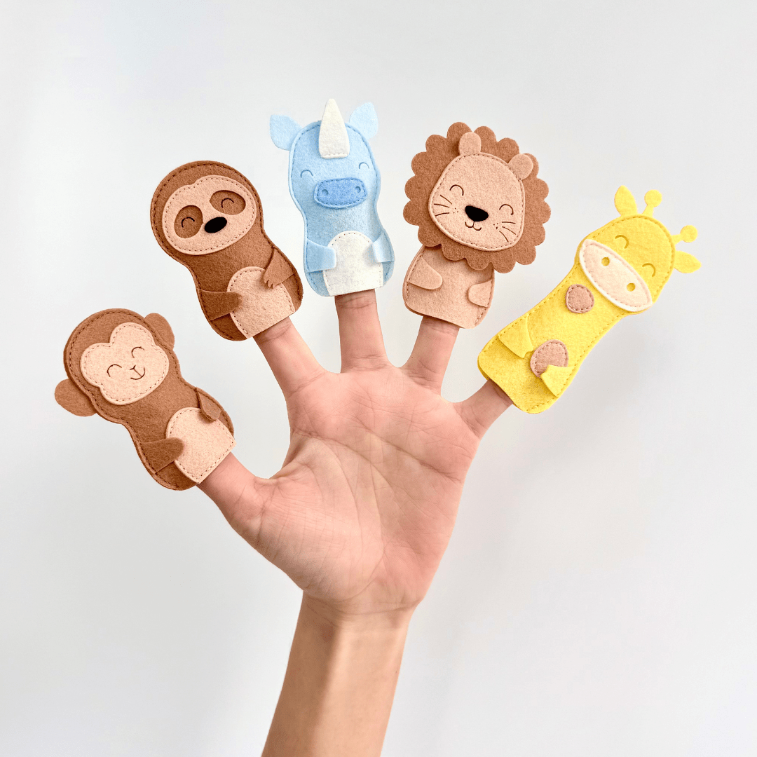 [Bundle] Set of 15 Felt Finger Puppets FOREST PALS & FARM BUDDIES & JUNGLE FRIENDS Interactive Toys for Toddlers - TinyBusy
