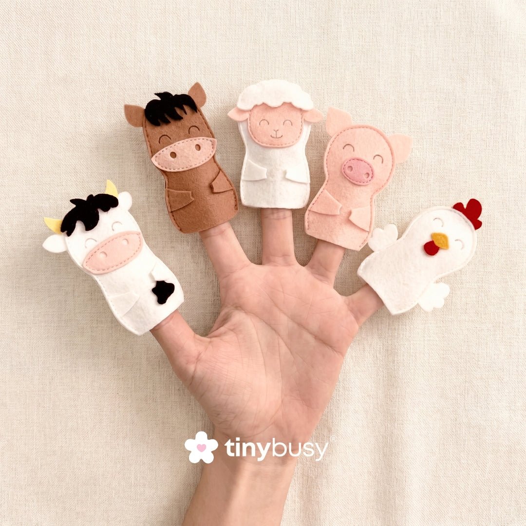 FARM BUDDIES FP2 Set of 5 Felt Finger Puppets - TinyBusy
