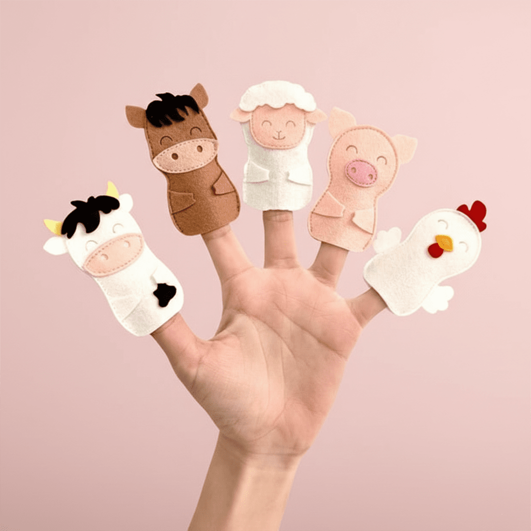 FARM BUDDIES FP2 Set of 5 Felt Finger Puppets - TinyBusy