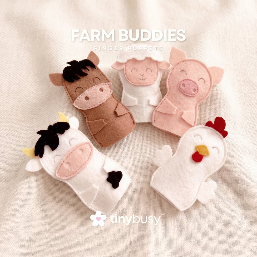 FARM BUDDIES FP2 Set of 5 Felt Finger Puppets - TinyBusy