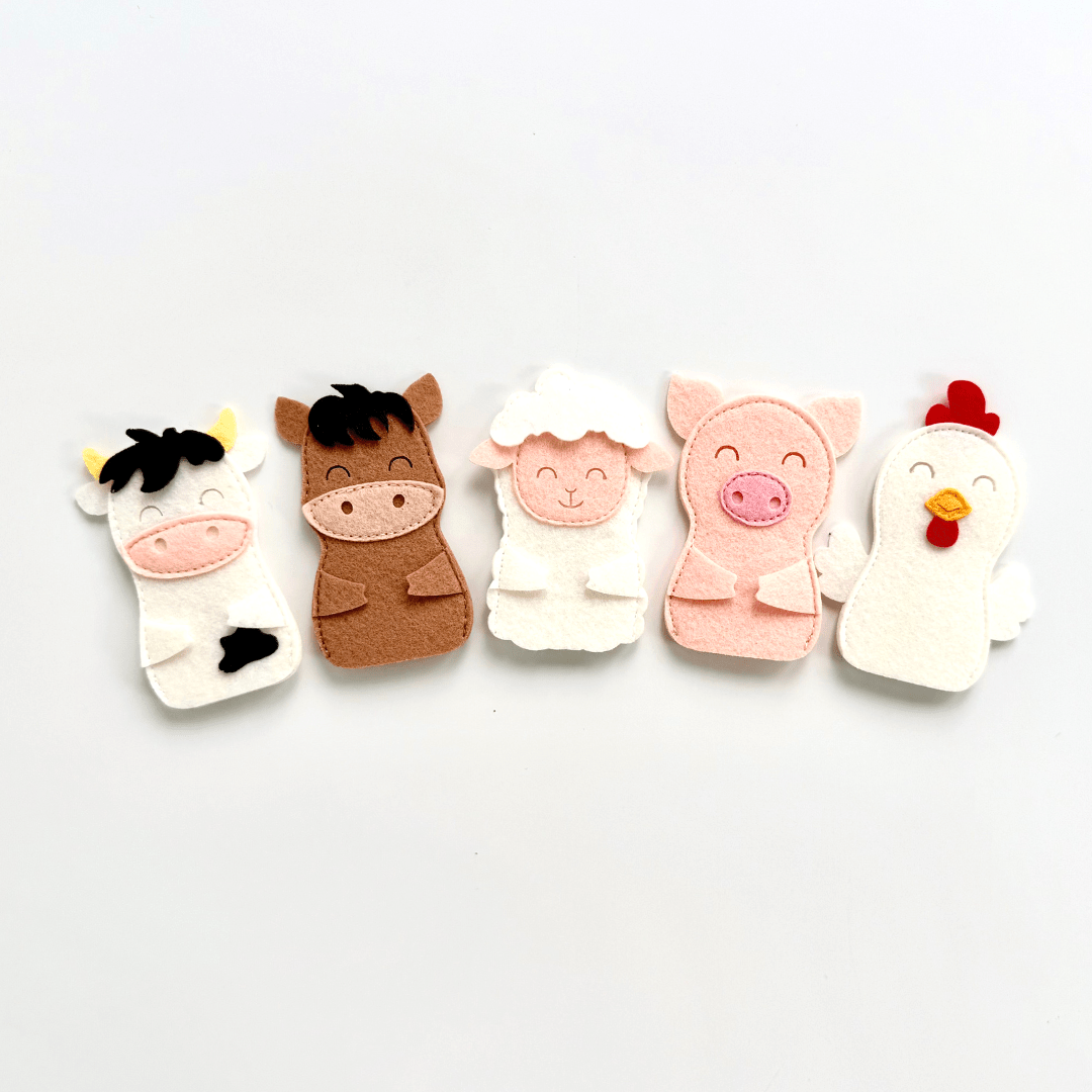 FARM BUDDIES FP2 Set of 5 Felt Finger Puppets - TinyBusy
