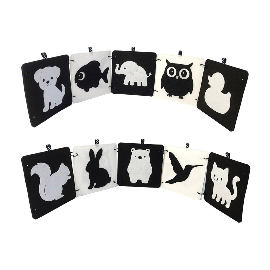 High Contrast Baby Animal Cards DT1 | 5 Double - Sided Cards for Infant Visual Stimulation - TinyBusy