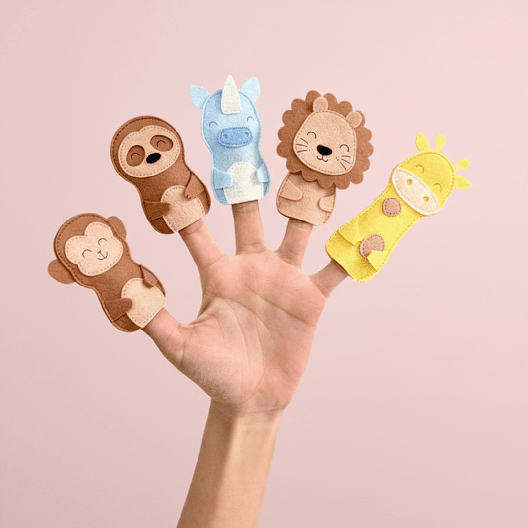 JUNGLE FRIENDS FP1 Set of 5 Felt Finger Puppets - TinyBusy