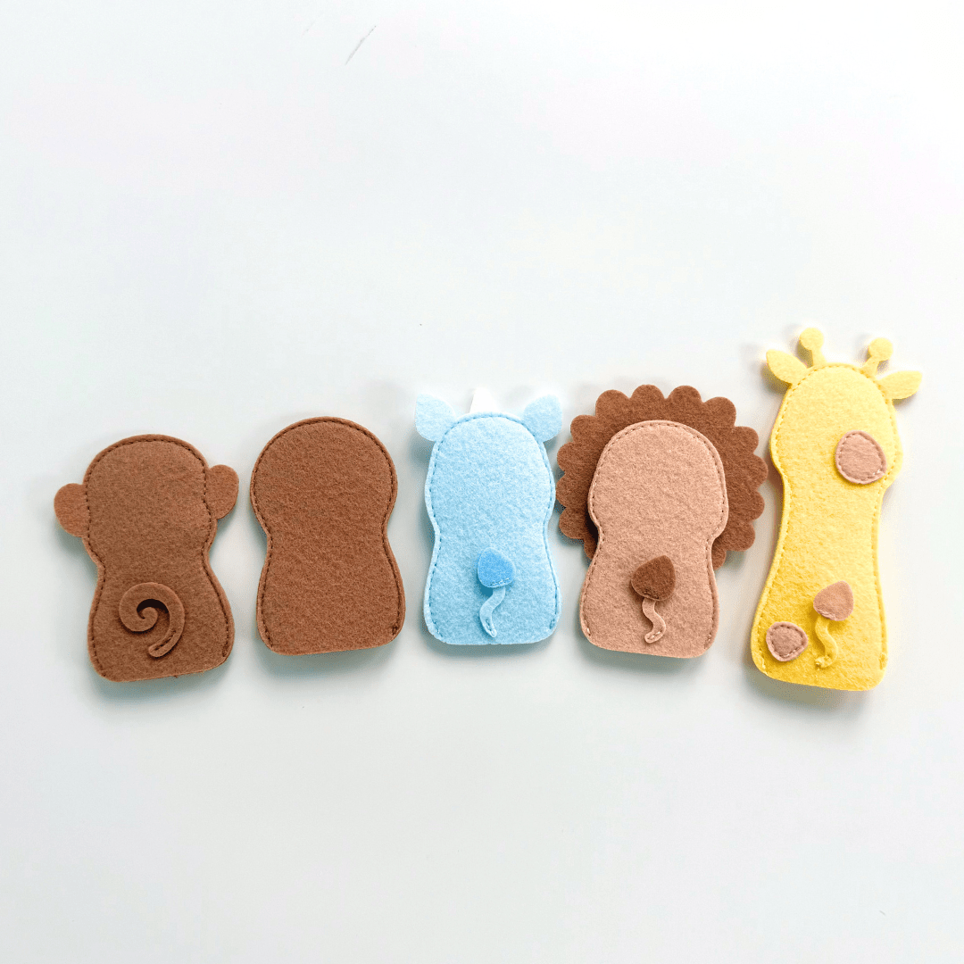 JUNGLE FRIENDS FP1 Set of 5 Felt Finger Puppets - TinyBusy