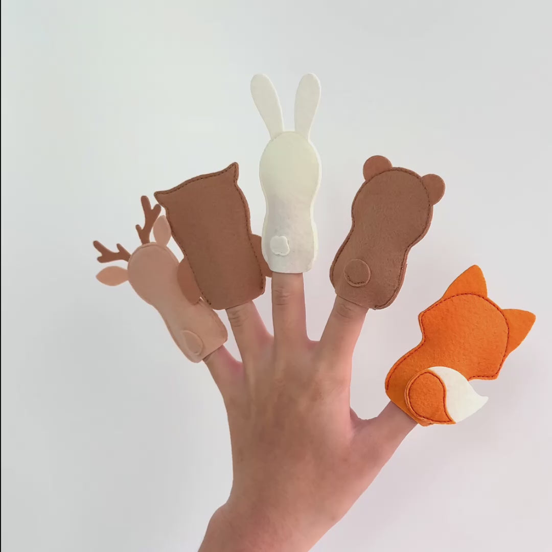 FOREST PALS FP3 Set of 5 Felt Finger Puppets | Handmade Felt Sensory Interactive Toys for Toddlers