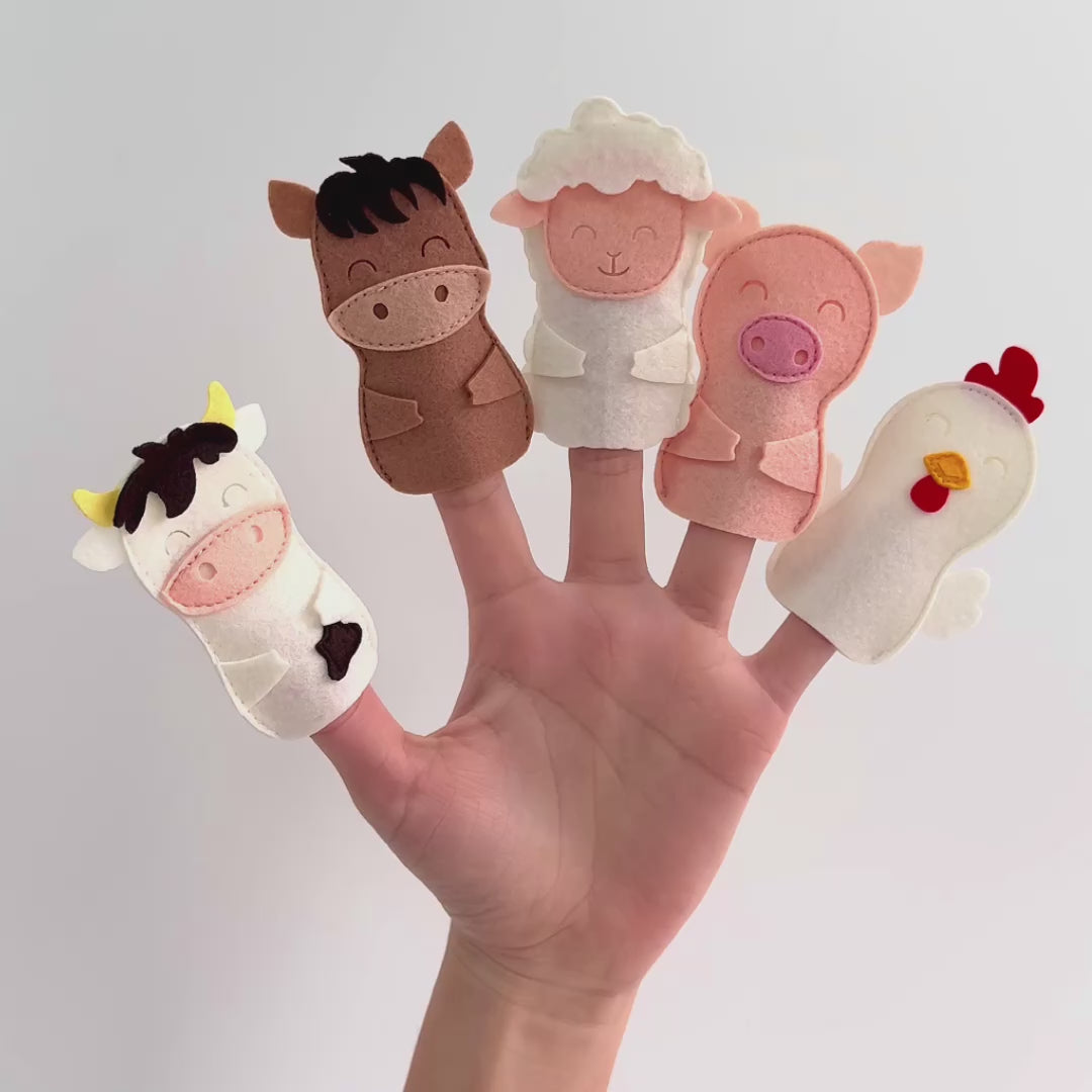 FARM BUDDIES FP2 Set of 5 Felt Finger Puppets
