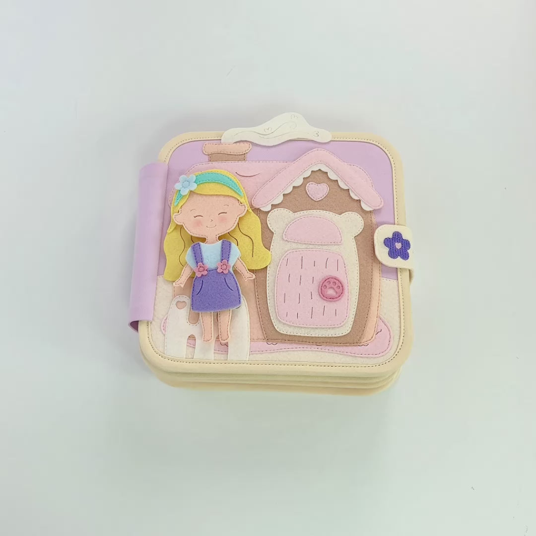 DOLL HOUSE (BEAR THEME) BQB2 | Handmade Activity Felt Quiet Books Interactive Toys for Preschoolers