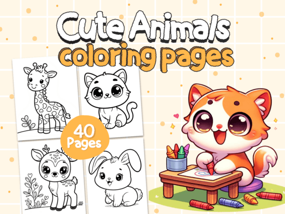 Printable Cute Animals Coloring Pages for Kids (Digital) - TinyBusy