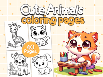 Printable Cute Animals Coloring Pages for Kids (Digital) - TinyBusy
