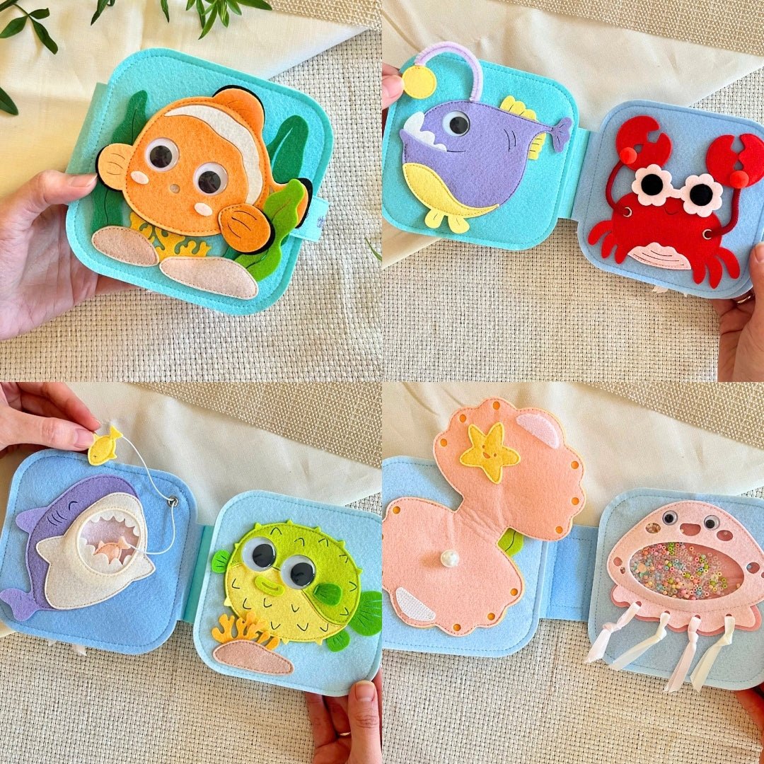 SUPER STAR BUNDLE - Set of 01 Big Quiet Book & 04 Mini Quiet Books (LITTLE STAR, OCEAN FRIENDS, BROWN LION, MELLOW FOX, & SILLY FROG) - TinyBusy